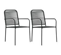 Outdoor Chair Garden Chairs 2 Pcs Cotton Rope Steel Black powder-coated steel 56
