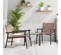 Outdoor Chair Set 2pcs Brown Poly Rattan Woven 78x55.5x75.5cm Weatherproof Patio