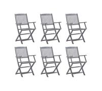 Outdoor Chair Set Grey Solid Acacia Wood Folding Patio Dining 54x61x88 cm 6pc UK