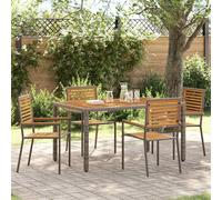 Outdoor Chairs 4 pcs Grey, Brown PE rattan, Solid acacia wood Berkfield Home Grey One Size