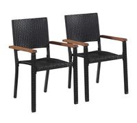 Outdoor Chairs Set of 2, Brown & Black PE Rattan, 56x55x88 cm, Durable Design