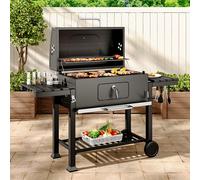 Outdoor Charcoal Barbeque Trolley Smoker Grill BBQ Cooker with Wheels and Side Table 160 cm