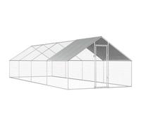 vidaXL Outdoor Chicken Cage 8m Galvanised Steel Silver Frame Grey Roof Coop