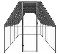 Outdoor Chicken Cage 2x8x2 m Galvanised Steel Run for Hens Ducks | Water- polyethylene roof, lockable gate, stable metal frame, easy wipe cleaning, assembly guide included