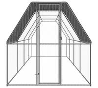 Outdoor Chicken Cage 2x8x2 m Galvanised Steel Run with Lockable Gate | Galvanised steel frame, water- polyethylene roof, lockable gate, suitable for hens ducks large birds