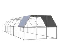 Outdoor Chicken Cage 3x12x2m Galvanised Steel, Weather-Resistant Poultry Enclosure with Secure Lock, Spacious Walk-In Aviary for Ducks, Hens, and Small Animals