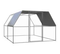 vidaXL Outdoor Chicken Cage Galvanised Steel Patio Chicken Hen House Coop Run