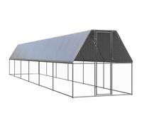 vidaXL Outdoor Chicken Cage 2X12X2 M Galvanised Steel, Silver