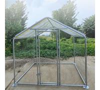 Outdoor Chicken Cage, Metal Rabbit Coop with Waterproof Cover, Large Chicken House for Poultry, Rabbits, Chickens, Duck, Goose(150 * 200 * 167cm)
