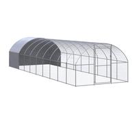 vidaXL Outdoor Chicken Coop 3x10x2 m Galvanised Steel, Silver