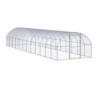 Outdoor Chicken Coop 3x12x2m Galvanised Steel, Large Walk-In Poultry Cage with Wire Mesh, Secure Enclosure for Chickens, Ducks, Small Animals