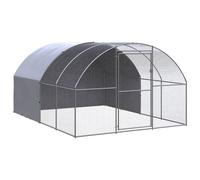 vidaXL Outdoor Chicken Coop 3x4x2 m Galvanised Steel Garden Poultry House