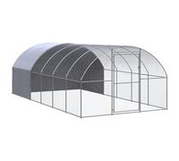 Outdoor Chicken Coop 3x6x2m, Galvanised Steel Poultry Enclosure with Water-Resistant PE Roof, Spacious Walk-In Animal Cage for Chickens, Ducks, Small Pets