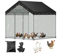 Outdoor Chicken Coop Cover for 9.8x6.5ft Large Metal Chicken Run 600D Waterproof UV Resistant Sunshade Heavy Duty Outdoor Replaceable Large Chicken Coops Top Covers,Only Cover Without Frame,Black