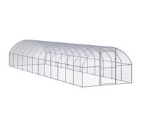 vidaXL Outdoor Chicken Coop 3x12x2 m Galvanised Steel Garden Poultry House