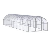 vidaXL Outdoor Chicken Coop - Spacious, 3x10x2 m, Galvanised Steel Enclosure, Ideal for Poultry, Hens, Ducks and Small Animals