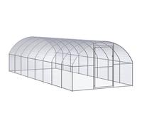 vidaXL Outdoor Chicken Coop 3x8x2 m Galvanised Steel Garden Poultry House