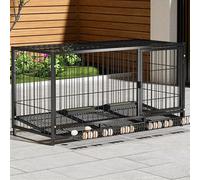 Outdoor Chicken Coop, Metal Chicken Coop for Yard with Lockable Door & Egg Tray for 6-8 Chickens, Easy Assembly, Outdoor Poultry Cage for Ducks, Rabbits Black 120x58x62cm