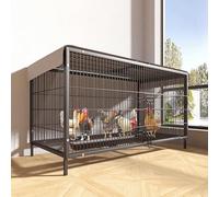 Outdoor Chicken Coop, Metal Chicken Coop for Yard with Lockable Door & Rainproof Canopy for 6-15 Chickens, Easy Assembly, Outdoor Poultry Cage for Ducks, Rabbits black 140×60×65cm