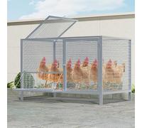 Outdoor Chicken Coop, Metal Chicken Coop for Yard with Lockable Door & Run Cage for 1-20 Chickens, Easy Assembly, Outdoor Poultry Cage for Ducks, Rabbits Natural Finish 102 x 60 x 66cm