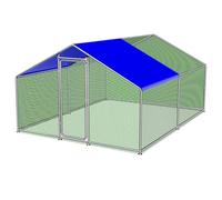 Outdoor Chicken Coop, Metal Chicken Coop with Weather Proof Cover, Large Frame Bunny House Great for Chickens, Rabbit, Duck(400 * 300 * 200cm)