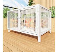 Outdoor Chicken Coop - Metal Poultry Cage With Lockable Door, Removable Top & Egg Tray, Easy Assembly For 3-6 Chickens, Perfect For Ducks & Rabbits, 80X50X60 Cm,White-80 cm L x 50 cm W x 60 cm H