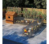Outdoor Chicken Coop w/Chickens Tunnel, Hen Duck Fence, Chicken Cage with Nesting Box, Small Animal Hutch for Backyard Poultry