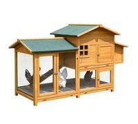 Outdoor Chicken Coop w/Run, Galvanized Poultry Cage, Waterproof Hen House