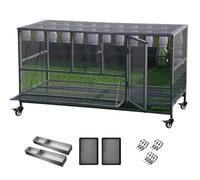 Outdoor Chicken Run Coop Galvanised Steel Chicken Cage Hen House With Detachable Wheels for Poultry Small Animal Rabbit Hutch, Openable Top(Size:150 * 60 * 73cm,Color:Grey)