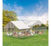 Outdoor Chicken Run, Large Chicken Run Coop with Waterproof & Sun-Protective Cover, Metal Walk-in Chicken Pen with Security Lock, Poultry Shade Cage for Yard Farm