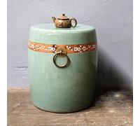 Outdoor Chinese Style Ceramic Garden Stool - Ice Crack Design Round Low Coffee Table & Side Table for Living Room Balcony Patio Ornaments - Durable & Elegant.