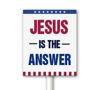 Outdoor Christian Yard Sign Jesus Is The Answer Aluminum Sign With Stake for Garen Lawn Patio Holiday Party Home Outside Decoration Sturdy Rust Free Easy Install 12x15 CM