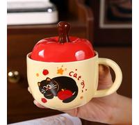 Outdoor Christmas Decorations Christmas Cartoon Ceramic Mug Holiday Themed Cute Hot Drink Cup for Cocoa Coffee Merry Festive Party Celebration Present(Red3, 13X13cm)