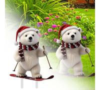 Outdoor Christmas Decorations for the Home Christmas Cute Cartoon White Bear Ground Stake Insert Art Garden Decoration Colorful Outdoor Decoration For Yard K(A, 30cm)