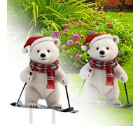 Outdoor Christmas Decorations for the Home Christmas Cute Cartoon White Bear Ground Stake Insert Art Garden Decoration Colorful Outdoor Decoration For Yard K(B, 30cm)