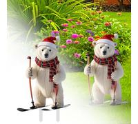 Outdoor Christmas Decorations for the Home Christmas Cute Cartoon White Bear Ground Stake Insert Art Garden Decoration Colorful Outdoor Decoration For Yard K(C, 30cm)