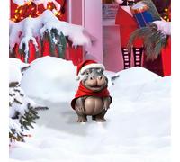 Outdoor Christmas Decorations Hippopotamus Card Holder Wearing A Santa Hat At Christmas 2D Flat Acrylic Decorative Floor Holder Decoration To Your Corner And Enhance The Atmosphere(A, 30cm)