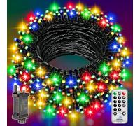 Outdoor Christmas Fairy Lights Coloured - 15M LED Xmas Tree Light Waterproof Mains Powered String Light with Remote for Outside Indoor Garden Halloween Party Decorations