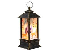 Outdoor Christmas Lantern Battery Operated Light Christmas Lanterns Small Wind Lamp Claus Christmas Decorations Hanging Lantern Xmas Tree Pendant Roman Props Light (Small Worn Gold Deer)