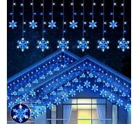 Outdoor Christmas Lights,126LED 3.5m Snowflake Icicle Lights, Fairy Light Plug in Blue white, Timer 8 Modes Connectable,Waterproof Fairy Light for Eaves, Garden, Indoor Outdoor Xmas Decoration