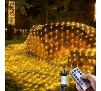 Outdoor Christmas Lights, 208LED 3x2m Net Lights Extendable, Timer & IP65 Fairy Lights Plug in, 8 Modes Christmas Window Light Warm White, Curtain Lights Indoor for Balcony, Christmas Decorations