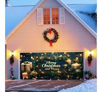 Outdoor Christmas Lights Merry Christmas Background Party Santa Photography The Garage Door Background Party Decoration 7 * 16 Ft! (A, One Size)