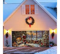 Outdoor Christmas Lights Merry Christmas Background Party Santa Photography The Garage Door Background Party Decoration 7 * 16 Ft! (C, One Size)