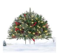 Outdoor Christmas Urn Filler,Front Porch Christmas Decorations - Branches Ornaments Sparkling Light Decor for Cemetery Porch Front Yard Pathway Winter Holiday Table Fall Nativity