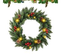 Outdoor Christmas Wreath | Artificial Illuminated Party Decorations - Holiday Decorative Wreath | for Front Door Living Room Window Coat Fireplace Garden Yard Church Office