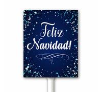 Outdoor Christmas Yard Sign Feliz Navidad Spanish Aluminum Sign With Stake for Garen Lawn Patio Holiday Party Home Outside Decoration Sturdy Rust Free Easy Install 20x30 CM