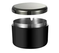 Outdoor Cigarette Ashtray with Lid, hanlongyu Modern Decorative Box Smokeless Ashtray, Plastic Casing Ash Holder with Stainless Steel Inner Liner Ashtrays for Patio Home Tabletop