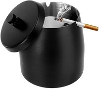 Outdoor Cigarette Ashtray with Lid Smokeless Stainless Steel Ash Trays Covered Windproof Smell Proof Ashtrays for Outside Patio Home Odorless Office Tabletop, Small(3.1"x2.9"x3.1")