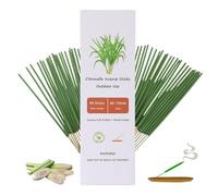 Outdoor Citronella Incense Sticks with Holder,Patio Incense Rods for Outside,Jumbo Joss Stick Kit for Camping,Garden Aromatherapy Lemongrass Sticks Long Lasting 70 Min Burning Each
