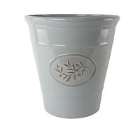 Outdoor Classic Olive Plastic Planter With Glossy Finish 23cm Frost Proof Long Lasting Flower Pot Garden Planter-Grey